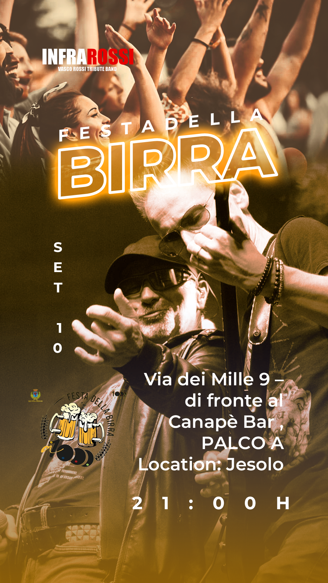 locandina festa della birra-live infrarossi 10 settembre a jesolo